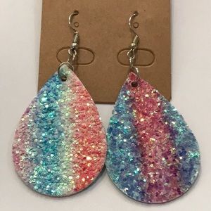 🆕Multi-Color Stripe Glitter Teardrop Earrings